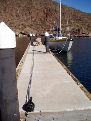 Assembling the forestay and furling on the dock