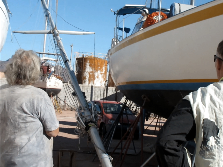 Mast initially being raised off ground