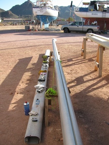 Old and New Mast lying side-by-side