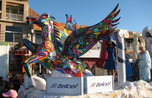 Telcel Carnaval float with colourful Pegasus