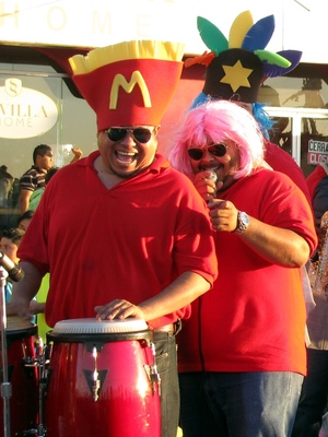 Very cheery looking drummer/singer