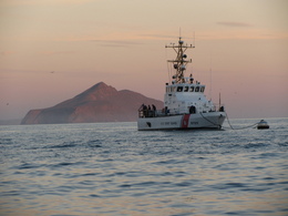 US Coast Guard on mooring at Santa Cruz