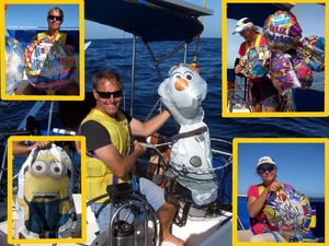 Collage of the balloons we fished from the water