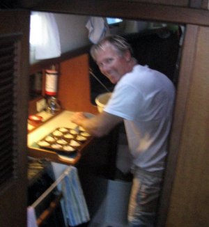 Bjarne making muffins