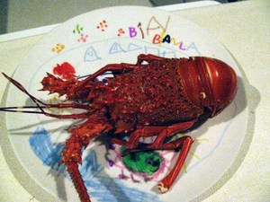 Lobster on dinner plate